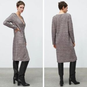 ZARA Textured Midi Sweater Dress Cardigan BNWT